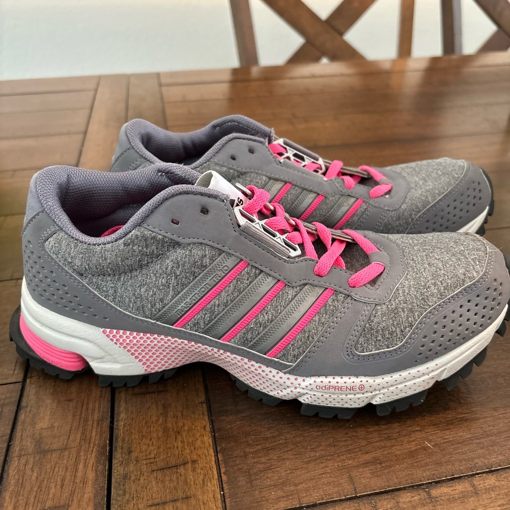 Adidas Women's Gray and Pink Athletic Shoes - Picture 2 of 10
